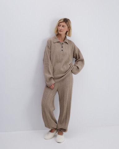 Брюки из смесового кашемира какао