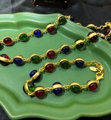 Колье-цепь в винтажном стиле с цветными вставками