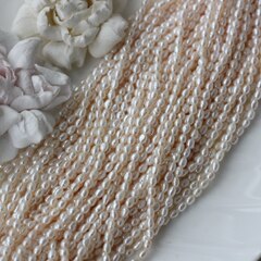 Жемчуг натуральный речной, рис, 4,4-4,8 мм, 1 нить, Ж019