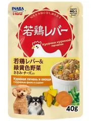 INABA Wakadori reba пауч для собак куриная печень и овощи пауч 40г