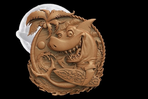 Силиконовый молд № 510 медальон Серфер Акула