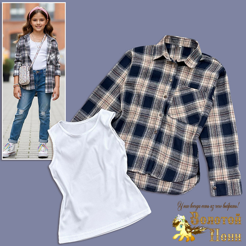 Двойка (рубашка с топом) д (9-13) 260113-Q4083