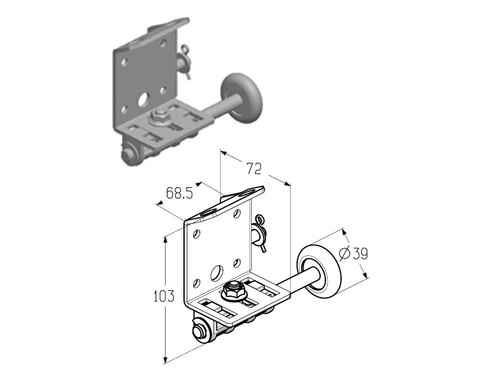 ALUTECH Кронштейн роликовый нижний левый, RBT-120L