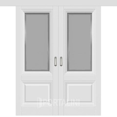 Купить Двустворчатая дверь купе эмаль VFD Barcelona 2 Polar белая остеклённая