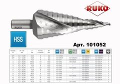 Сверло ступенчатое 4-30мм (Спиральное) HSS-G 14ступ. L100мм хв. 10мм Ruko 101052