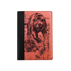 Ежедневник комбинированный с обработанными краями "Медведь с волком в лесу", черный рыжая вставка