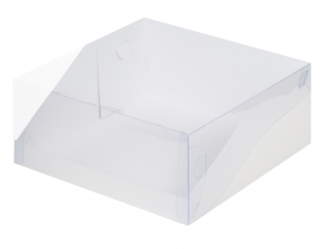 Короб для торта с пластиковой  крышкой, 23,5*23,5*10см, белый