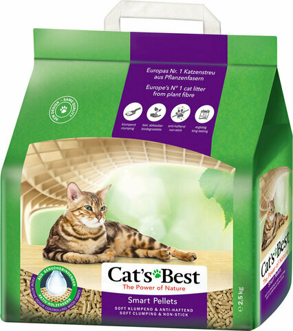 Cat's Best Smart Pellets Наполнитель древесный комкующийся 5л*2,5кг