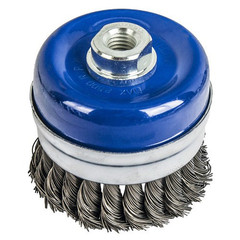 Кордщетка для МШУ чашеобразная витая усиленная ПРАКТИКА  90 мм М14 (1шт.) блистер (032-591)