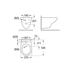 Биде подвесное стандартное Grohe bau ceramic 39433000