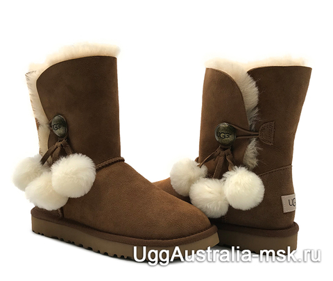 UGG Bailey Button Pom Brown