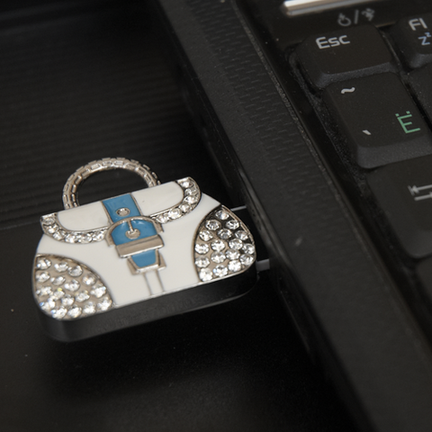 Usb-флешка в форме сумочки со стразами голубого цвета jf_p_bag_blue