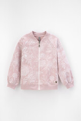 Жакет  для девочки  КР 302259/розовый лед,кружевные цветы к433