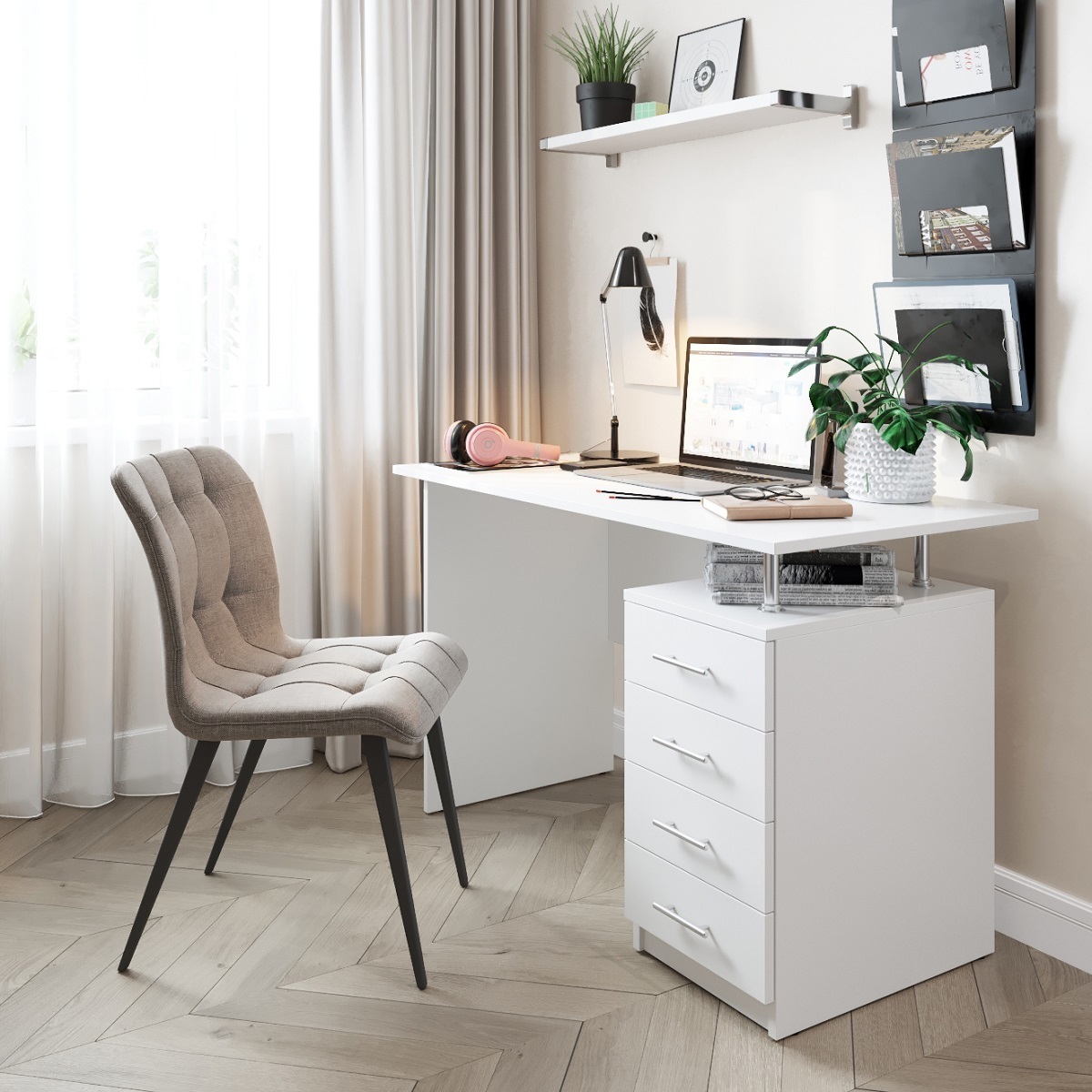 широкий письменный стол белый