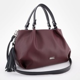 Сумка Саломея 607 гладкий бордо + черный
