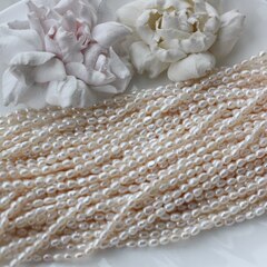 Жемчуг натуральный речной, рис, 4,4-4,8 мм, 1 нить, Ж019