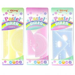 
          Набор чертежный Yalong, 20 см, пластиковый, 4 предмета, "Pastel", пакет-пенал ПВХ с европодвесом
