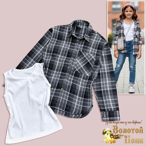 Двойка (рубашка с топом) д (9-13) 260113-Q4084