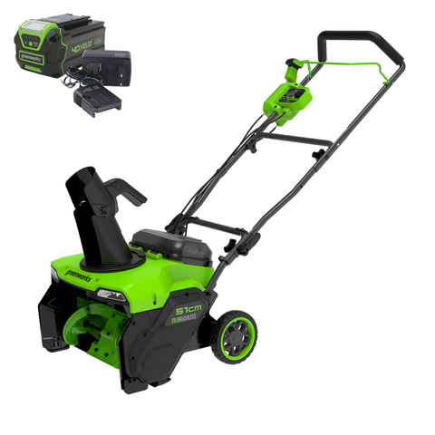 Снегоуборщик Greenworks GD40STX2K5 40V (51 см) аккумуляторный, с АКБ 5 А/ч и ЗУ