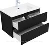Aquanet 344767 Тумба с раковиной Вега 2.0 80 2 ящ. цв.черный (раковина Flat) (344767)