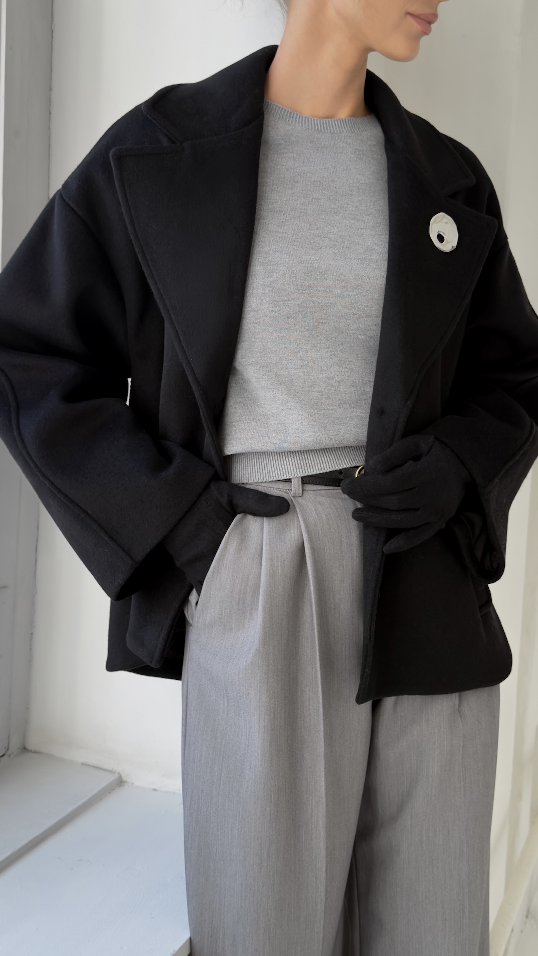 Пальто из смесовой шерсти с английским воротником