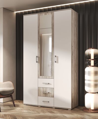 Шкаф 3-х ств Белла (гостиная) (Кашемир, Дуб Крафт серый)