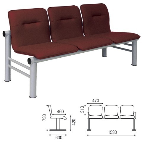 Кресло для посетителей трехсекционное 