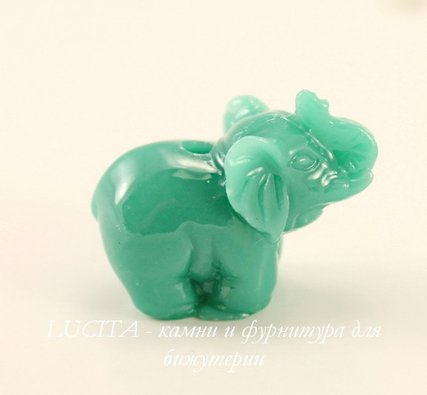 Бусина Коралл (искусств), "Слон", цвет - бирюзовый, 27х20х14 мм