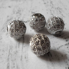 Бусина Milano LUX, цвет серебро, фианиты, диаметр 8 мм, цена за 1 шт