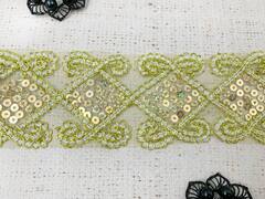 Тесьма пайетки на сетке, ш. 5,8 см, золото