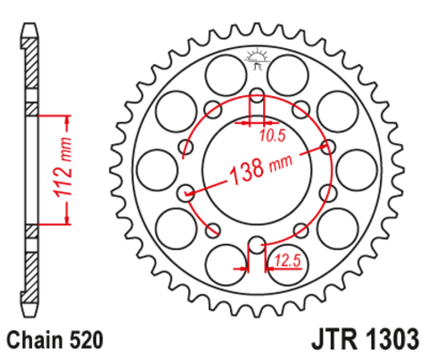 10627-41 звезда задняя (ведомая) стальная, 520, AFAM (JTR1303.41)