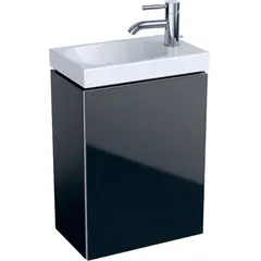 Шкафчик для раковины Geberit Acanto, с одной дверью и сифоном: B=39.5см, H=53.5см, T=24.5см, черный / лакированный матовый, черный / глянцевое стекло фото