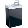 Шкафчик для раковины Geberit Acanto, с одной дверью и сифоном: B=39.5см, H=53.5см, T=24.5см, черный / лакированный матовый, черный / глянцевое стекло