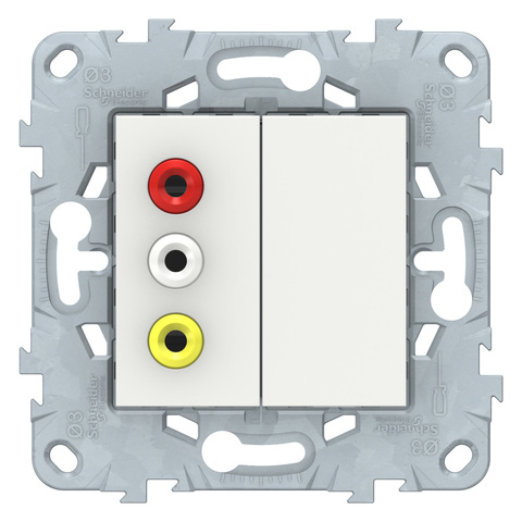 Розетка 3 RCA. Цвет Белый. Schneider Electric Unica New. NU543118