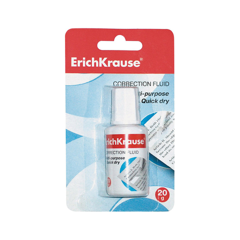 Корректирующая жидкость с кисточкой ErichKrause® Extra, 20г (в блистере по 1 шт.)