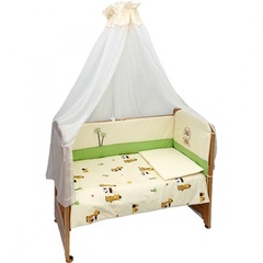 Комплект в кроватку "Веселые друзья", 7 предметов (бежевый)