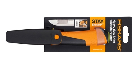 Нож Fiskars для тяжелых работ, черный/оранжевый (1023619)