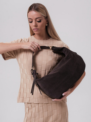 Сумка замшевая багет Azaro 30861 коричневый торф