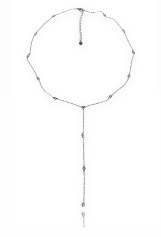 17051- Изящное колье-галстук из серебра с завальцованными миницирконами