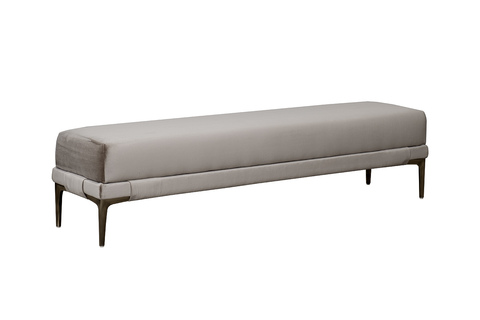 Банкетка велюровая Garda Decor Prima Velvet бежевая на металлических опорах