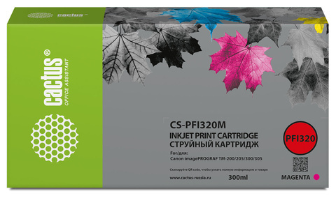 Картридж струйный Cactus CS-PFI321M пурп.пигм. (300мл) для Canon imagePROGRAF TM-250/255/350/355