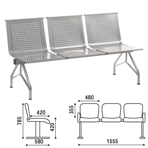 Кресло для посетителей трехсекционное 