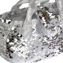 Игрушка мягкая  собака 15см в сумочке из пайеток серебро,  'мой питомец'