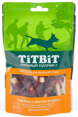 Titbit лакомство для собак твистеры с мясом янгненка 50 г