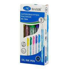 
          Ручка шариковая, масляная, Basir, синие чернила, фигурный корпус, 12 шт