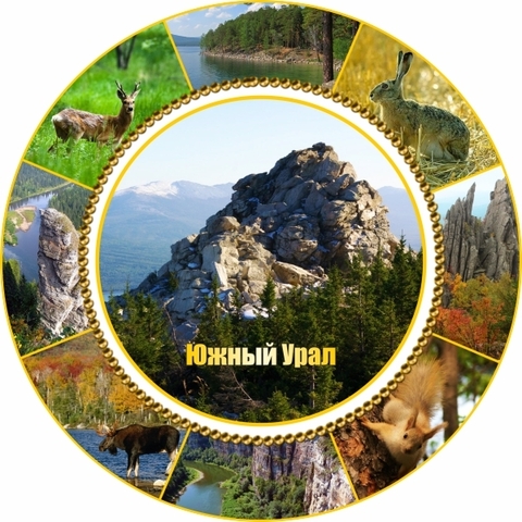 Урал Сувенир - Южный Урал тарелка керамика 21 см №0005 Коллаж природа
