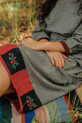 Клюква. Платье женское комбинированное с вышивкой PL-422550