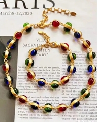 Колье-цепь в винтажном стиле с цветными вставками