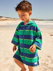 Халат на молнии махровый пляжный для мальчика Next E92-316, Синий, Зеленый