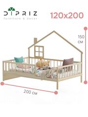 Кровать 120х200 Локи, кровать-домик из массива сосны, для детской